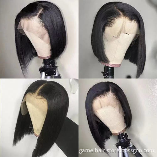 Wholesale Straight Bob Wig  Hd Full Lace Front Wig For Black Women Cheap Raw Indian Virgin Human Hair Lace Frontal Short Bob Wig